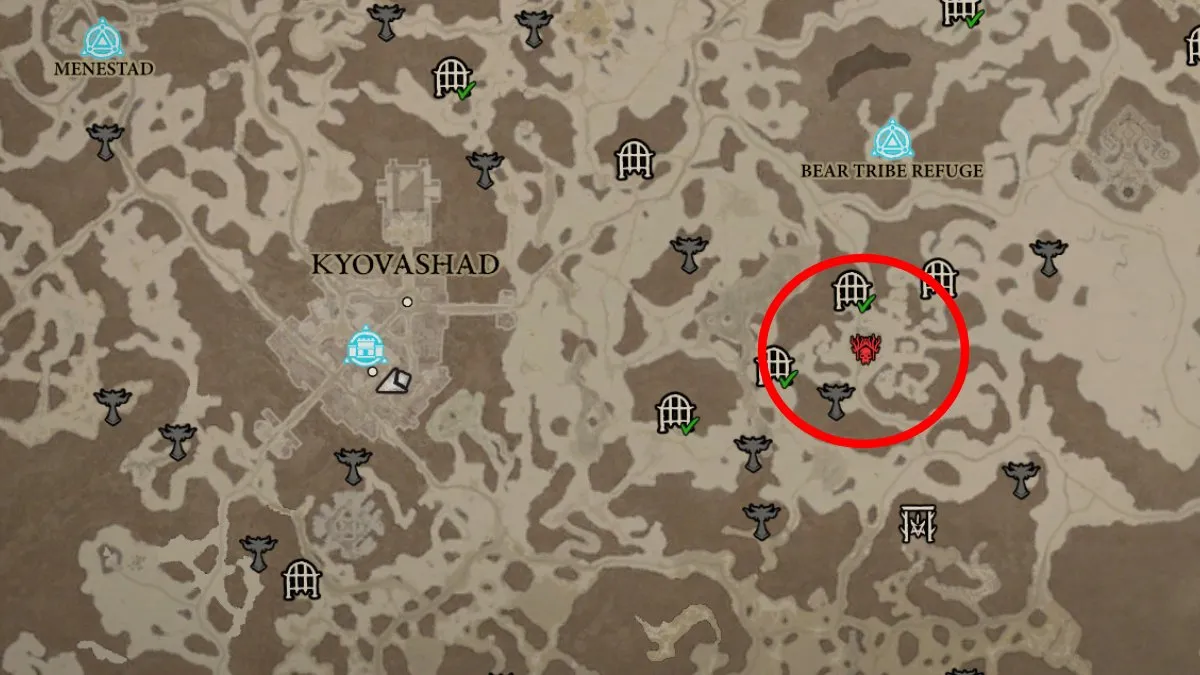 The Malnok Stronghold on the Fractured Peaks Map in Diablo 4