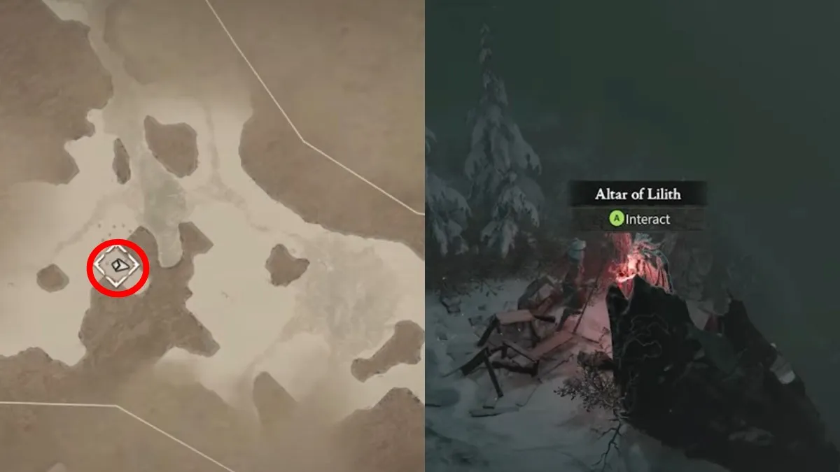 The Lilith Alter in the Shivering Wilds in Diablo 4