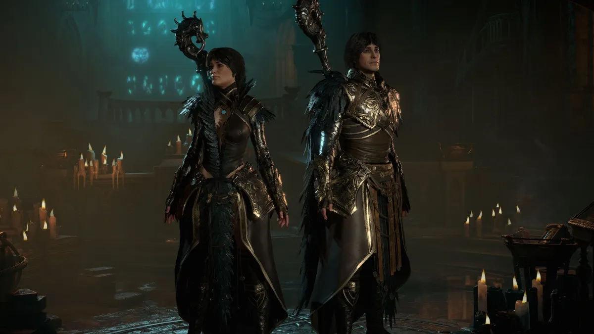 The default male and female sorcerer class in Diablo 4
