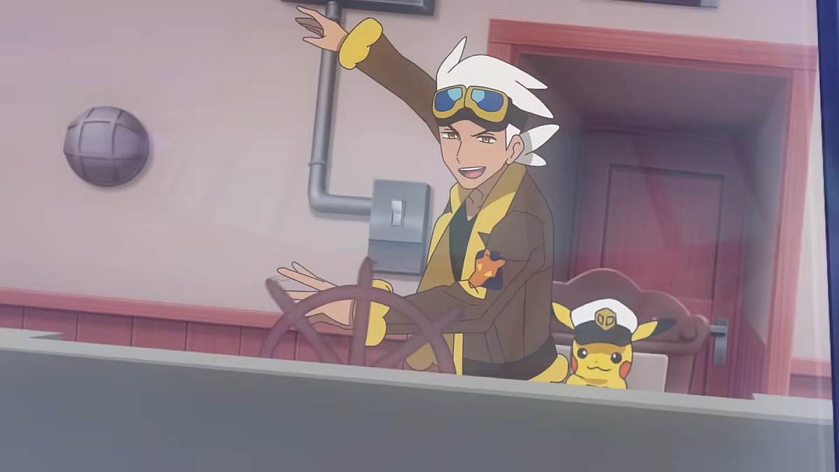 Friede and Captain Pikachu in their airship in Pokemon Horizons