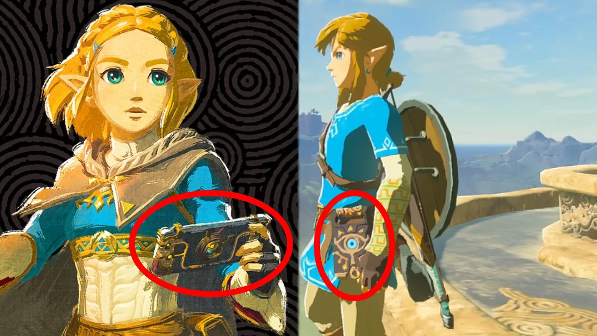 Official artwork of Zelda in Tears of the Kingdom on the left and Link from BOTW on the right