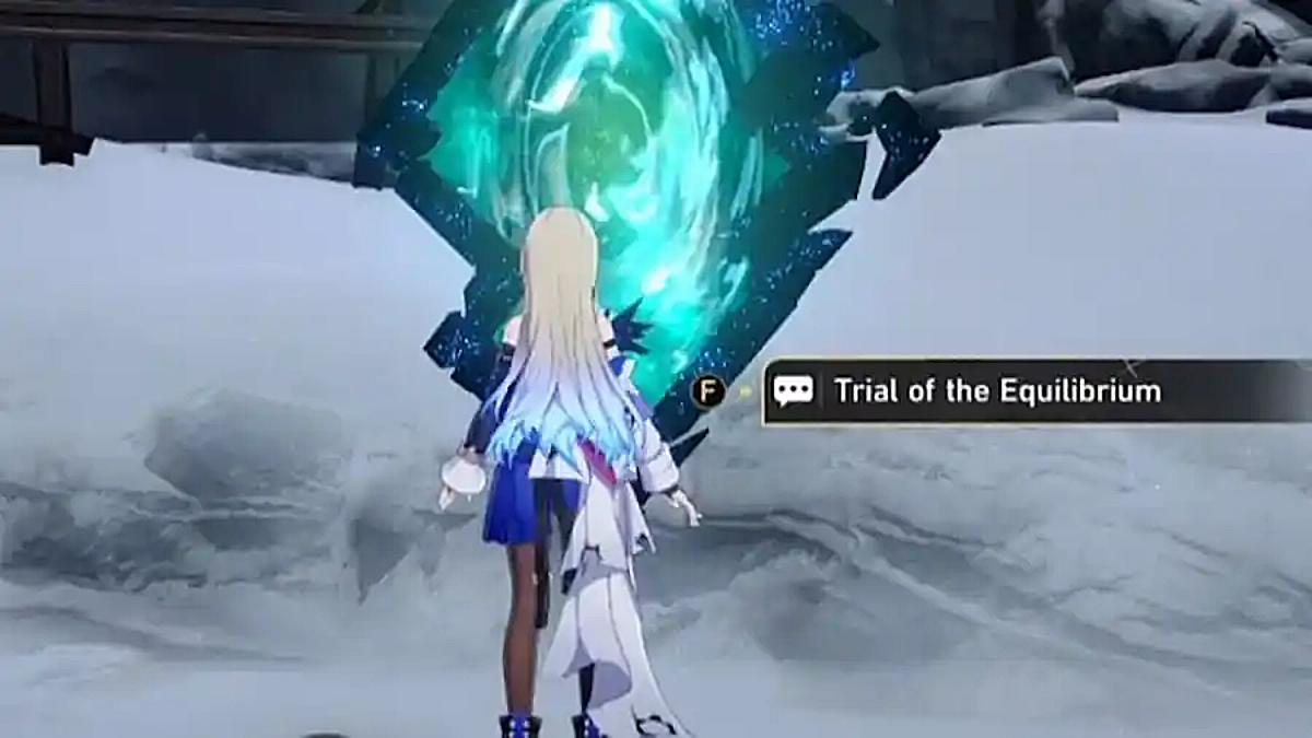 the player stood outside of a Trial of Equilibrium portal in Honkai Star Rail