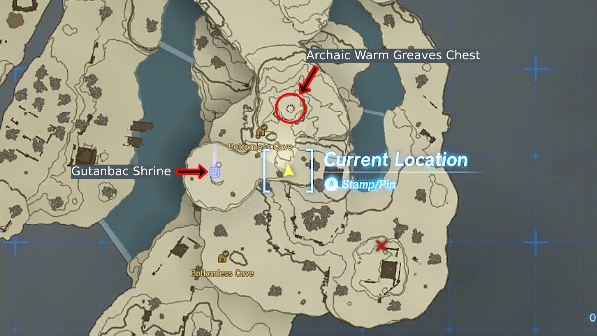 Archaic Warm Greaves Chest Location Map Tears of the Kingdom