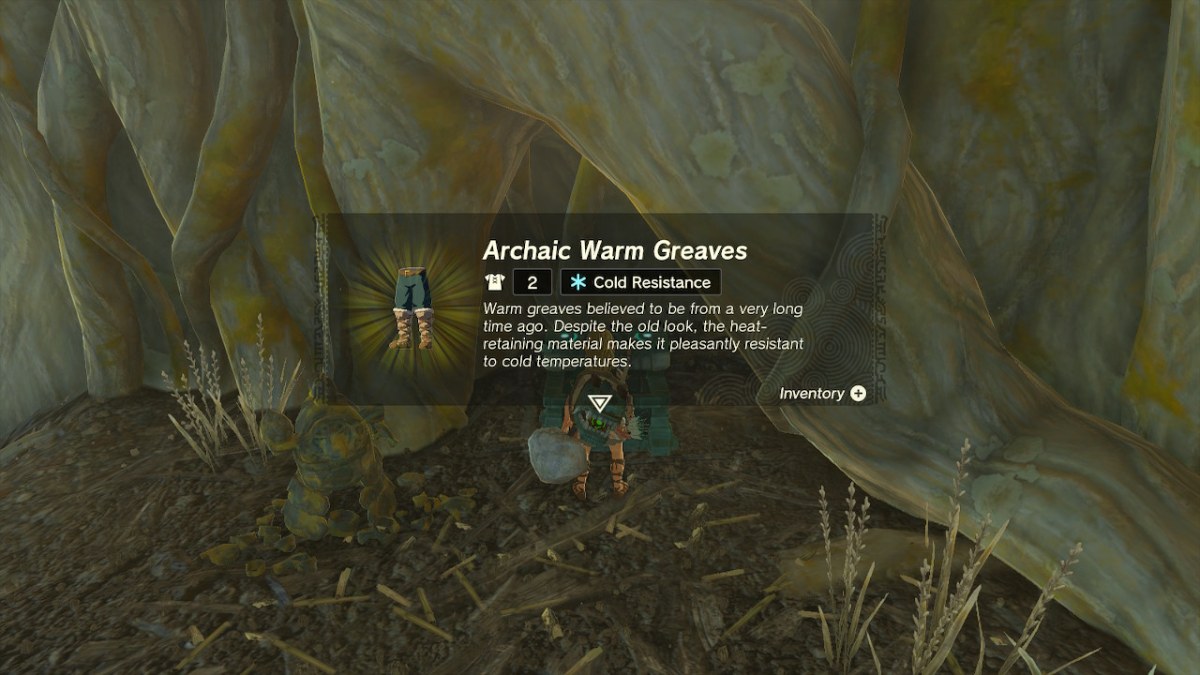 Archaic Warm Greaves In-Game Description Tears of the Kingdom
