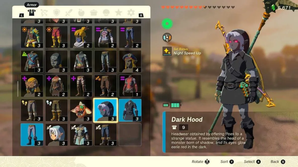 Dark Link Armor Set in Zelda TOTK