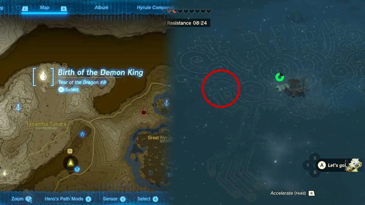 Dragon's Tear 8 Location Zelda TOTK Map