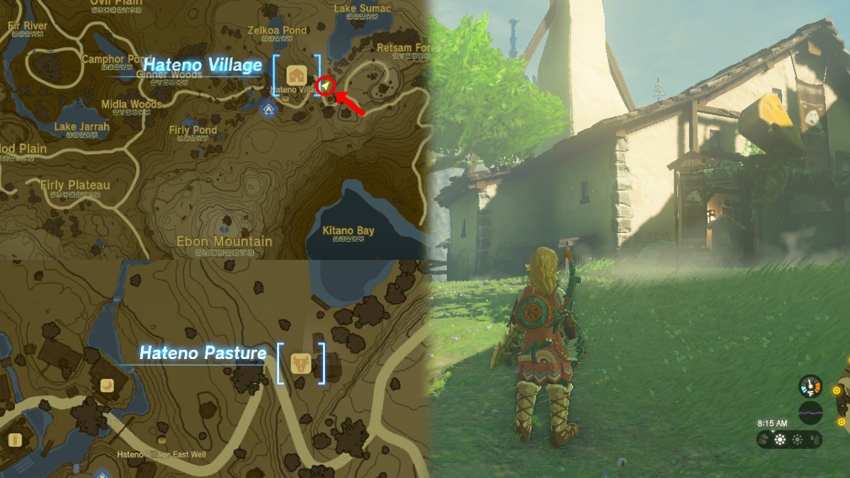 Hateno Pasture Location and Map Tears of the Kingdom