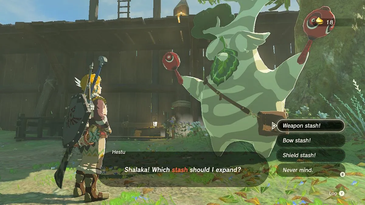 Link talking to Hestu about increasing his inventory. 
