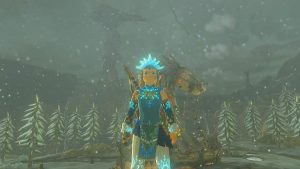 Link wearing the Frostbite Armor set in TOTK