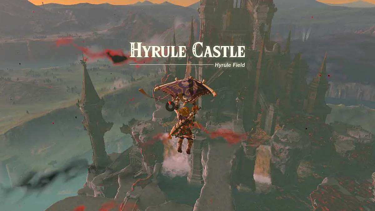 Hyrule Castle seen from above in TOTK