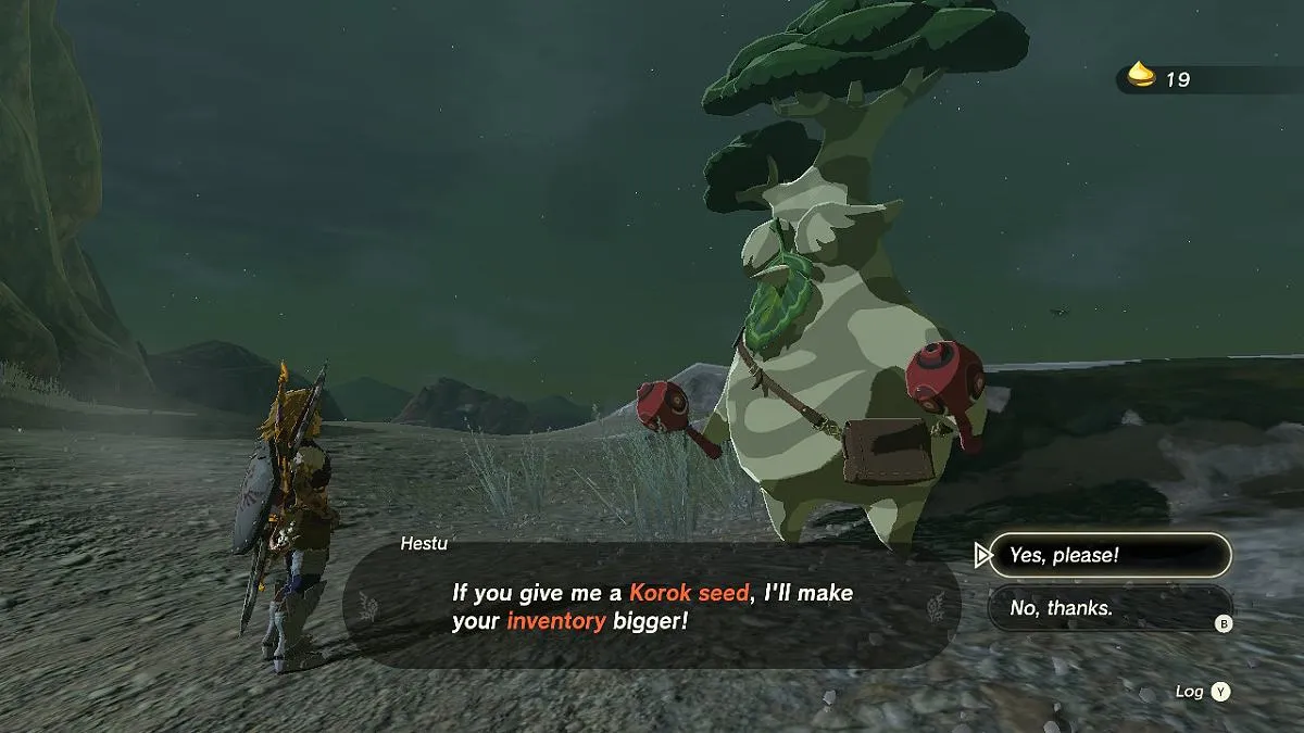 Trading a Korok Seed to increase inventory TOTK