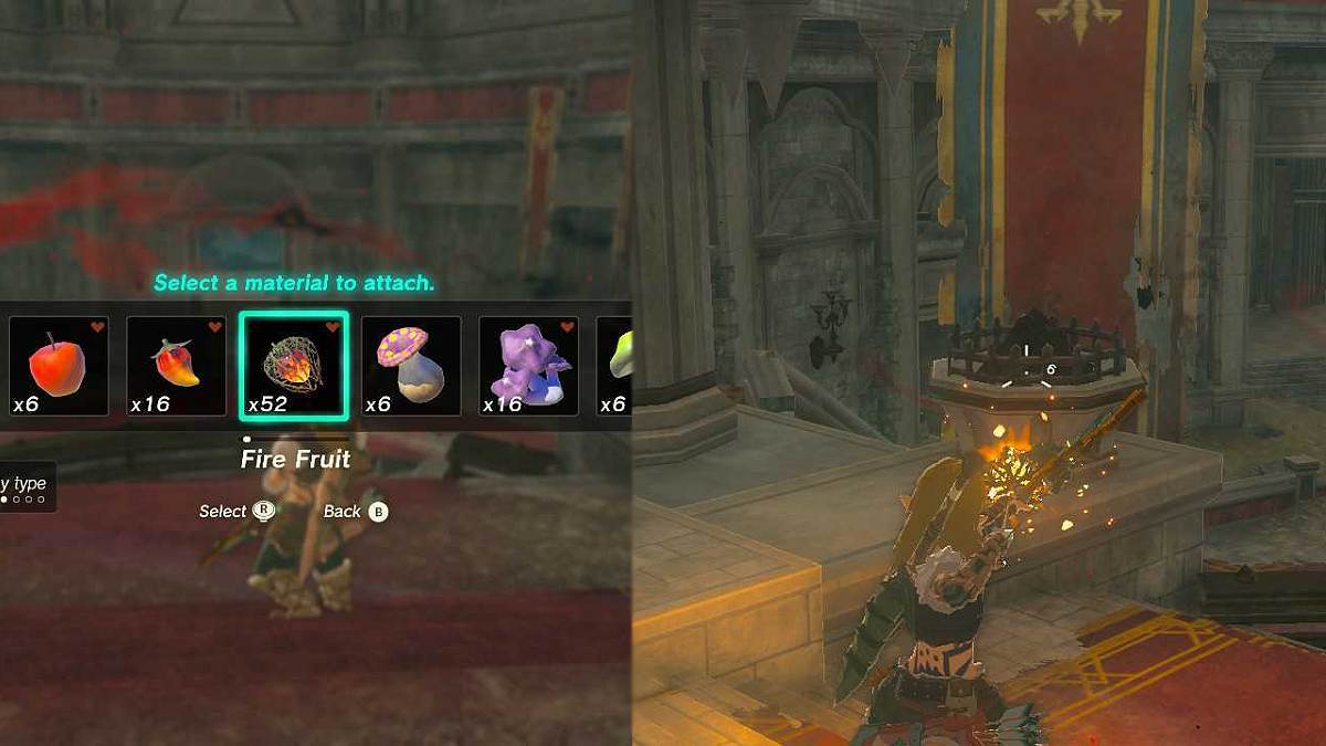 The Brazier puzzle solution in Hyrule Castle in TOTK