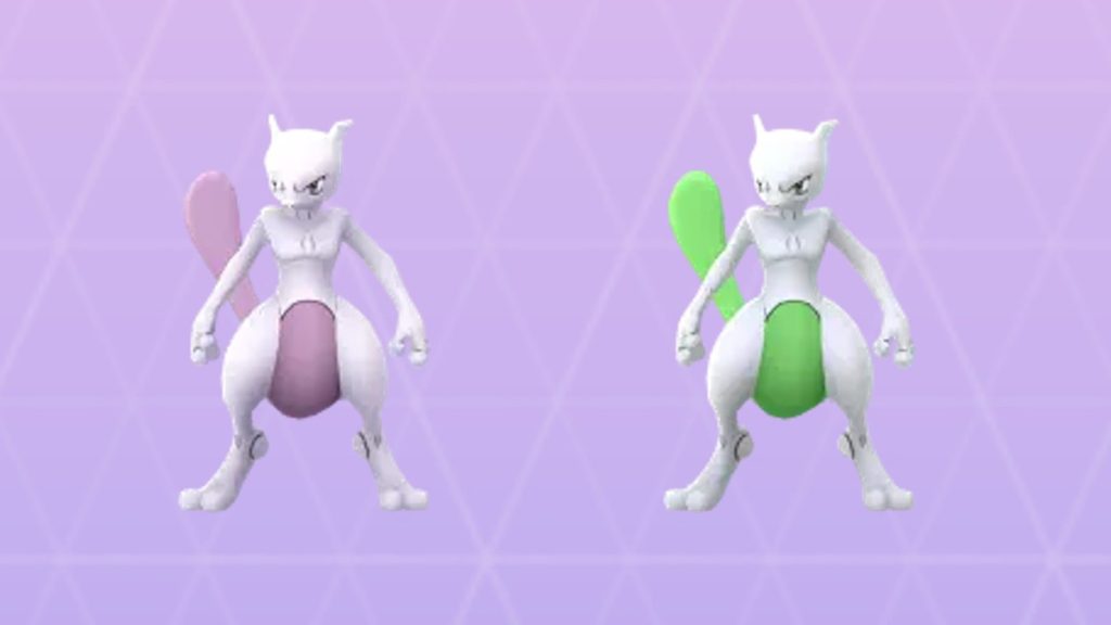 Normal and Shiny Mewtwo Pokemon GO