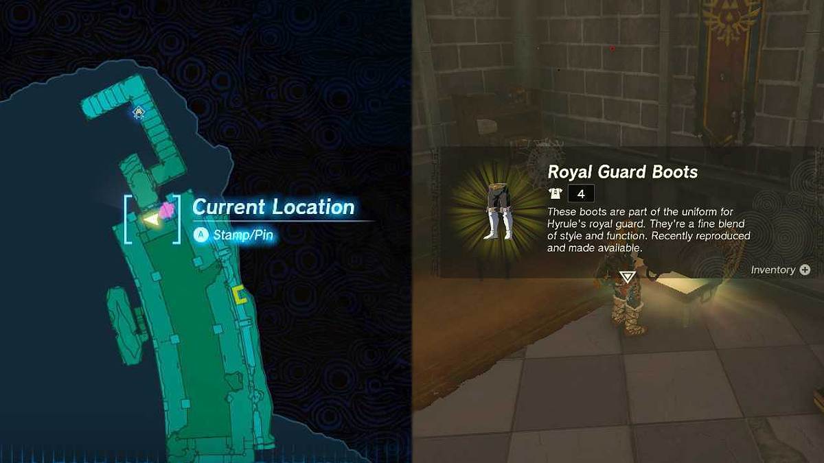 the location of the Royal Guard Boots in TOTK