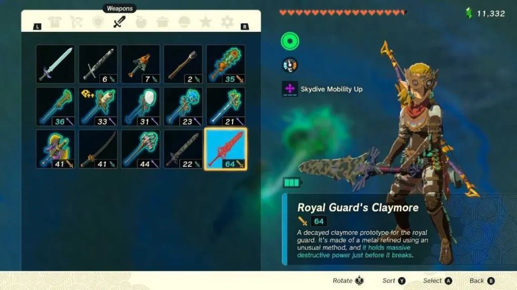 Royal Guard's Claymore - TOTK Best Weapon