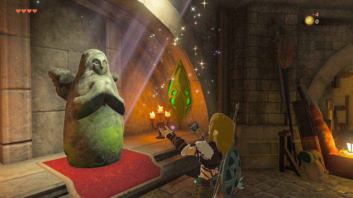 Link receiving a Stamina Vessel from the Goddess Statues