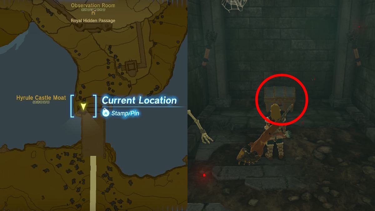 The location of the Soldier's Armor chest in TOTK