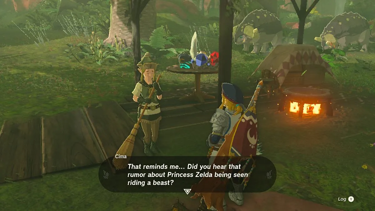 Link talking to Cima in the beast and the princess side adventure in TOTK