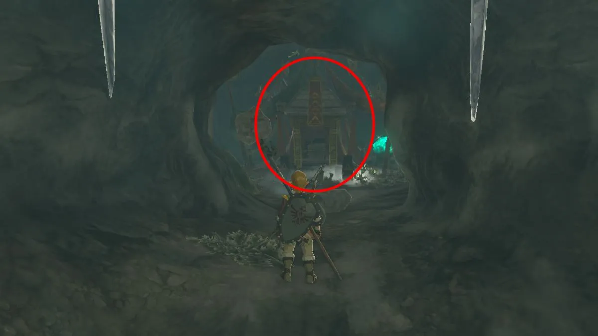 The location of the Frostbite Headdress Chest in TOTK