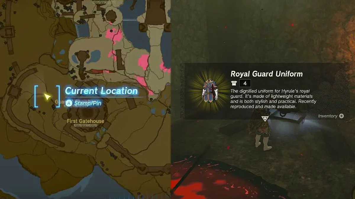 The Royal Guard Uniform location in TOTK
