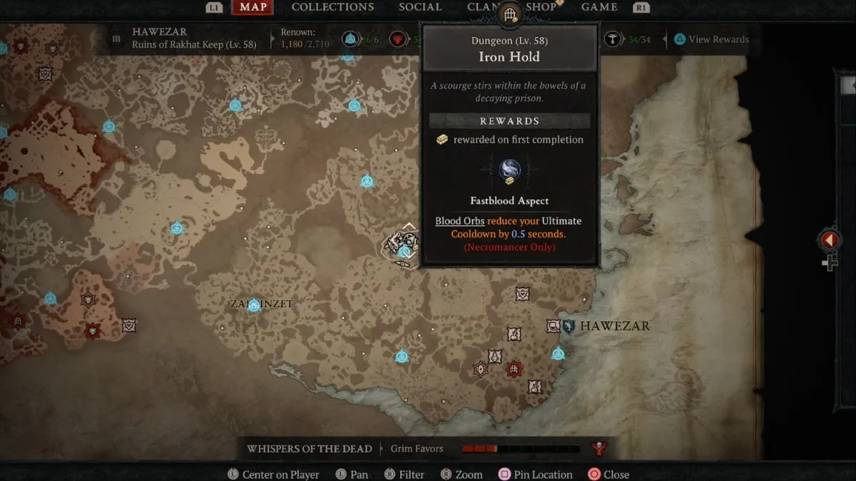 Iron Hold location on Diablo 4's Map