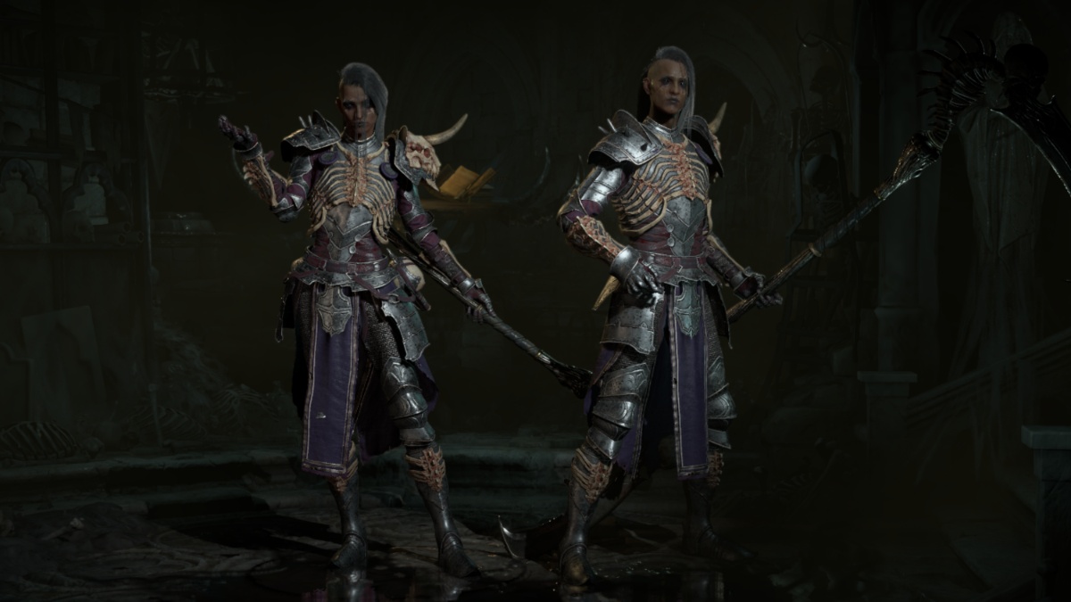 Wide shot of Diablo 4's male and female Necromancer
