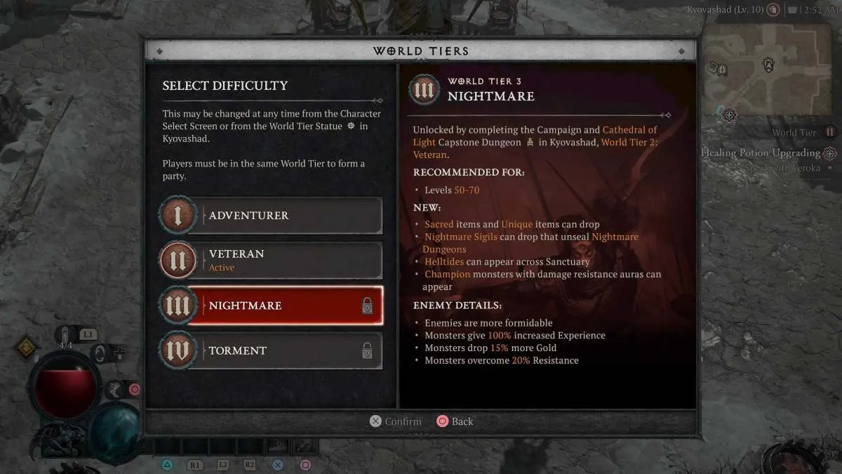 Diablo 4's World Tier 3 description