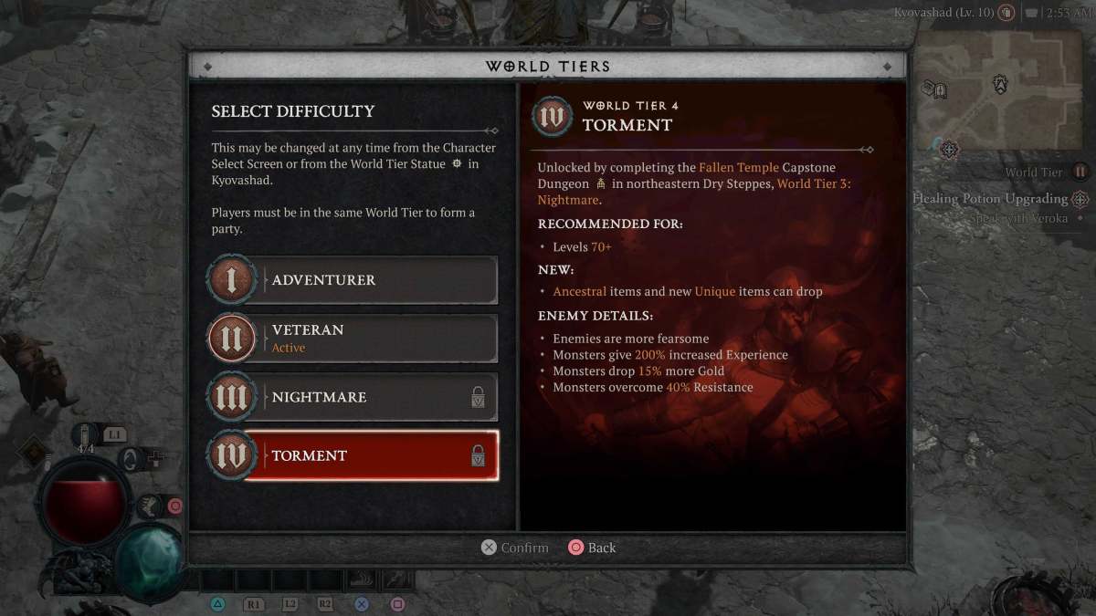 Diablo 4's World Tier 4 description