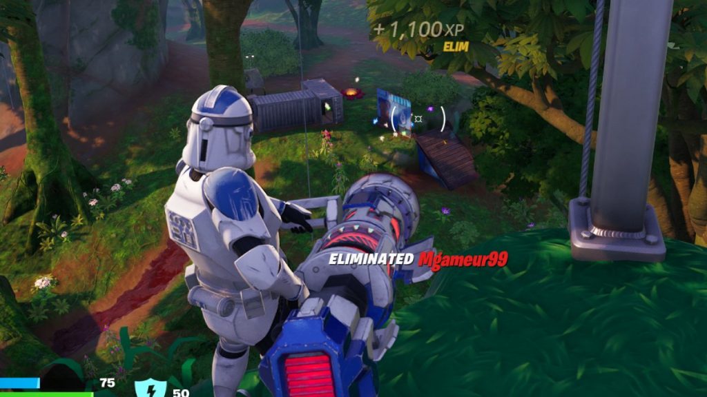 Getting an Elimination with the Cybertron Cannon in Fortnite