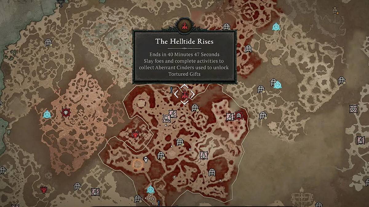 Helltide zones on the Diablo 4 map