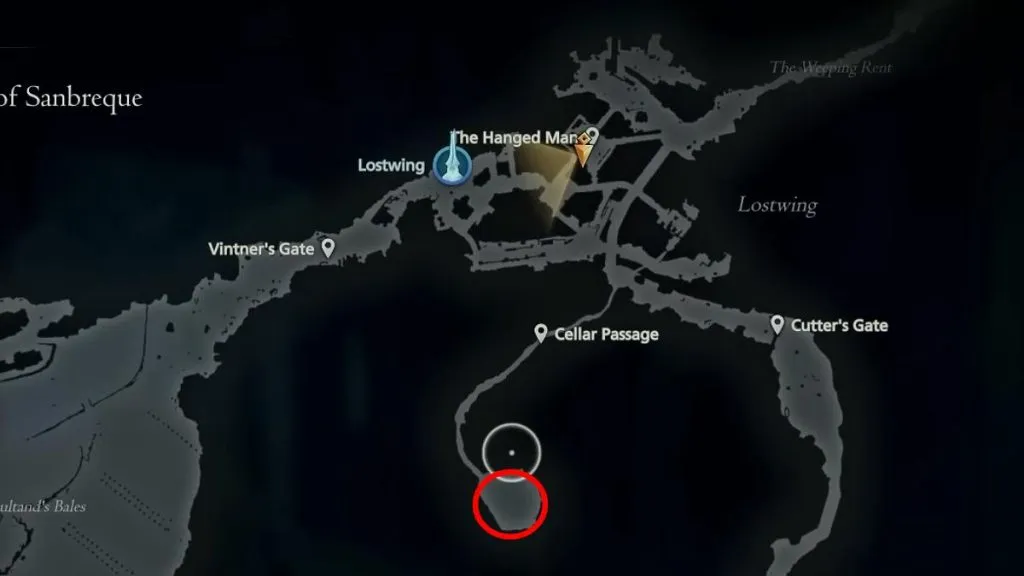 The location of the Holy Trumpitour on the map FF16