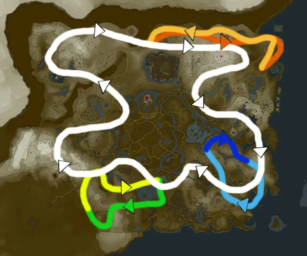 TOTK All Dragon Paths Map
