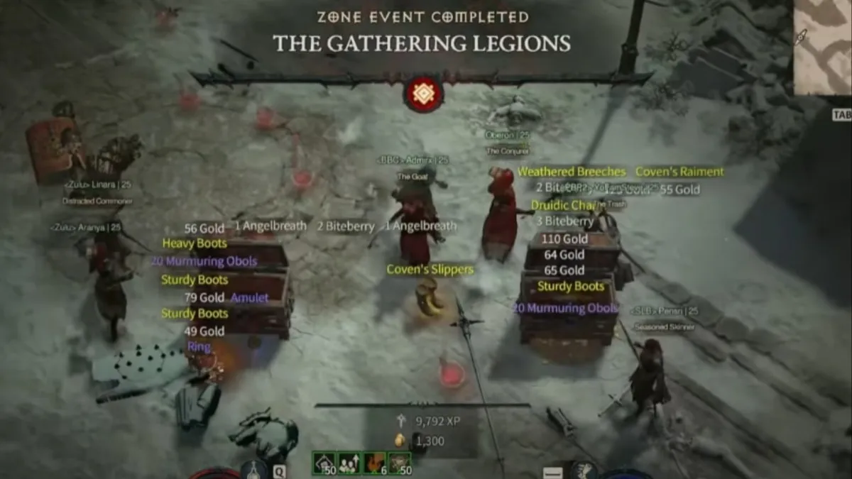 The Gathering Legions Event rewards in Diablo 4