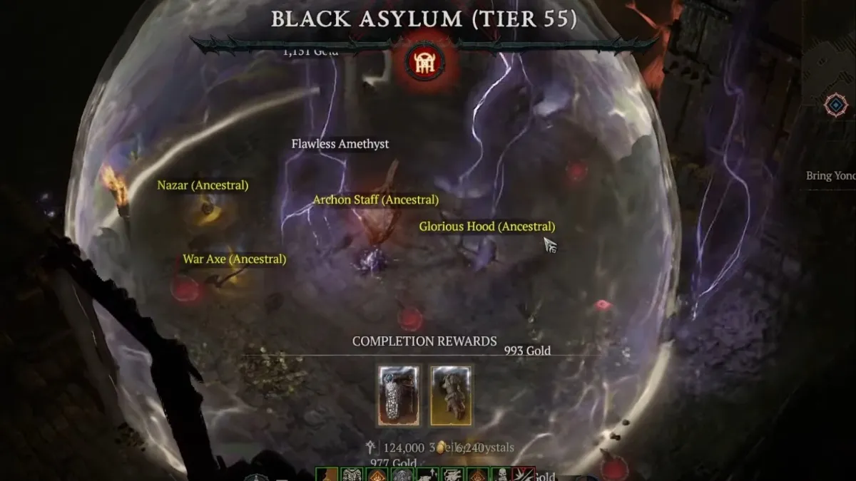 Getting Temerity unique item from Black Asylum Nightmare Dungeon rewards in Diablo 4