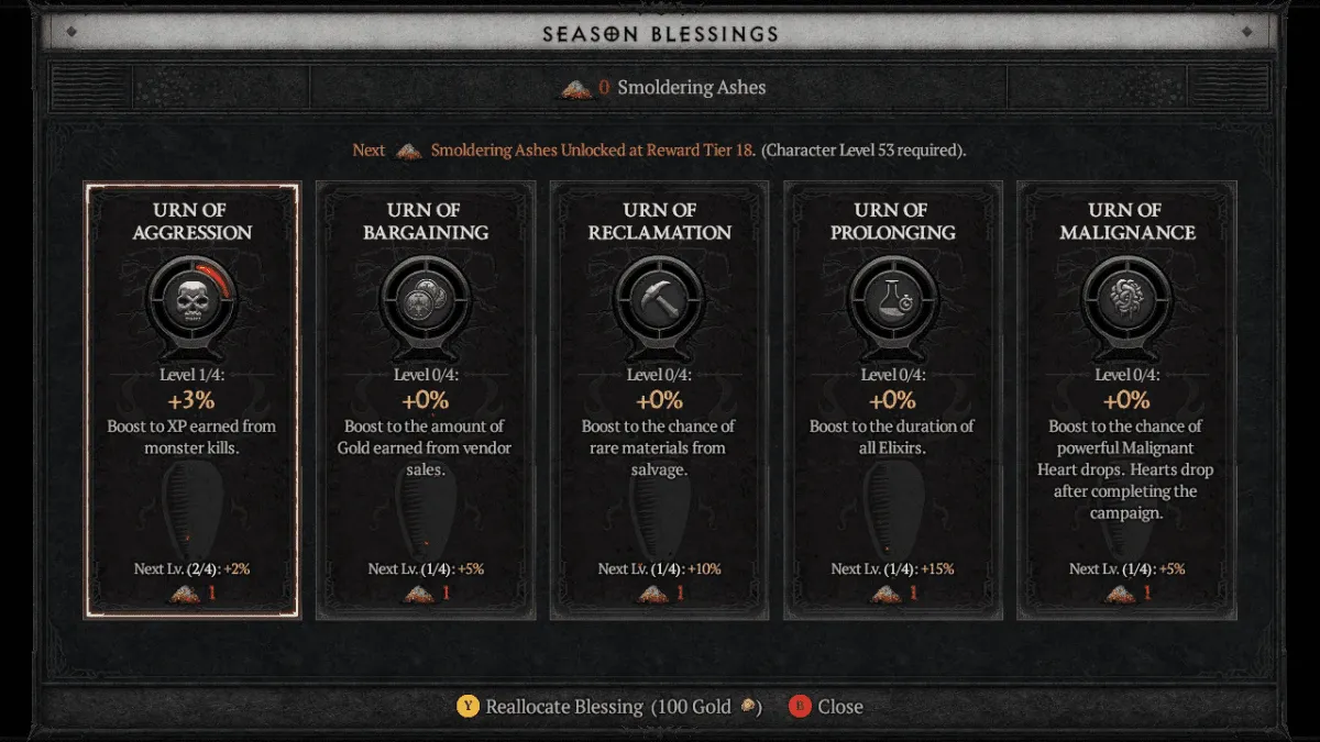 ALl five Season Blessings in Diablo 4's Season 1