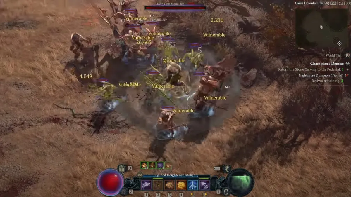 Werewolf Druid using the Waxing Gibbous Unique Item in combat in Diablo 4