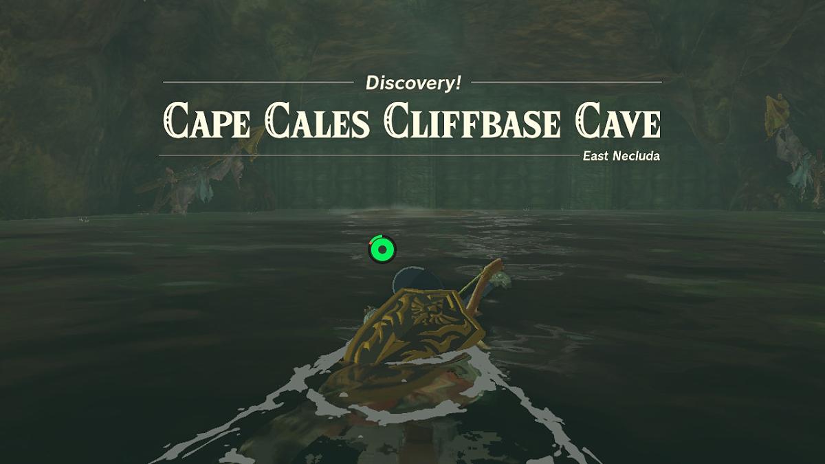 The discovery text for Cape Cales Cliffbase Cave in TOTK