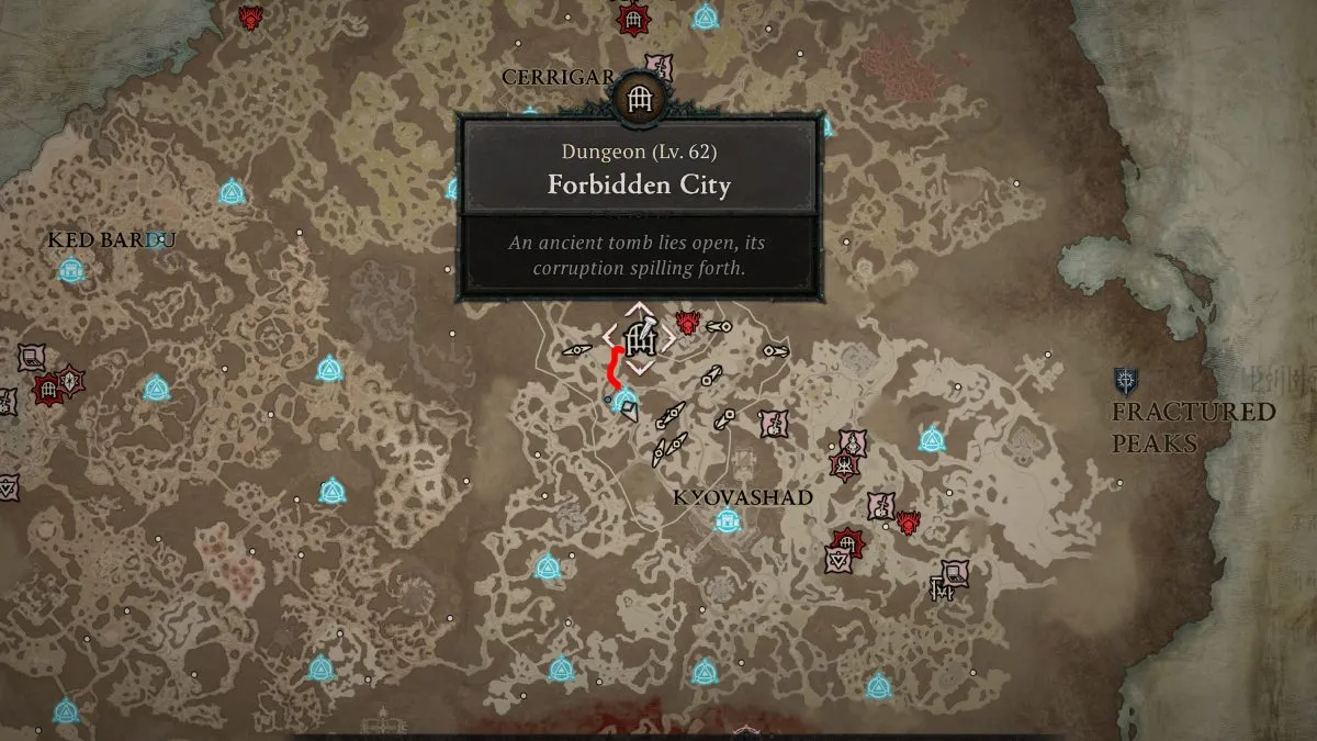 Forbidden City Location Map Dungeon Diablo 4