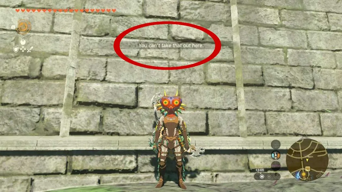 'You can’t take that out here' notice in Zelda TOTK