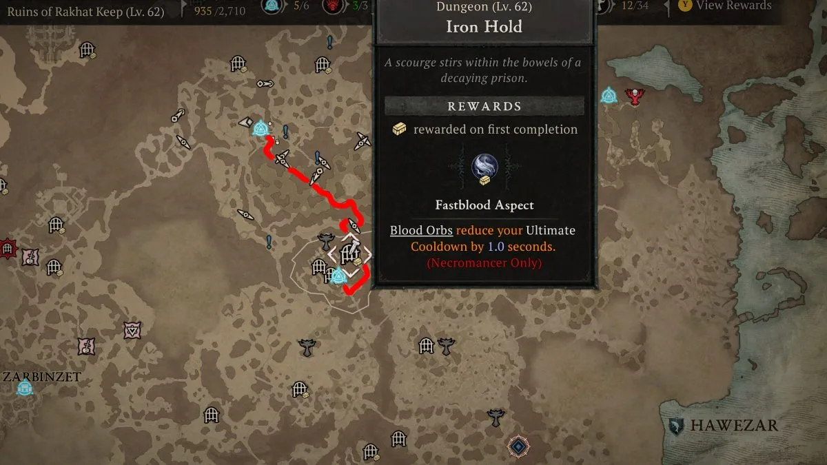 Iron Hold Dungeon Diablo 4 Location Map