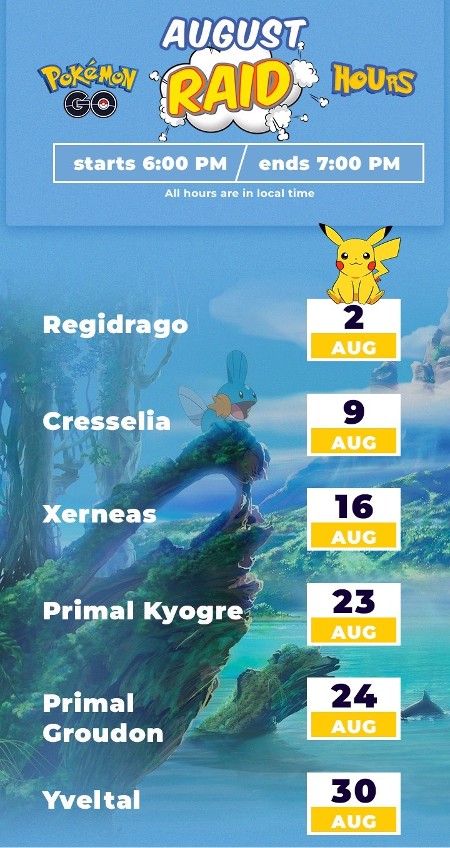 Pokemon GO Raid Hours Schedule August 2023
