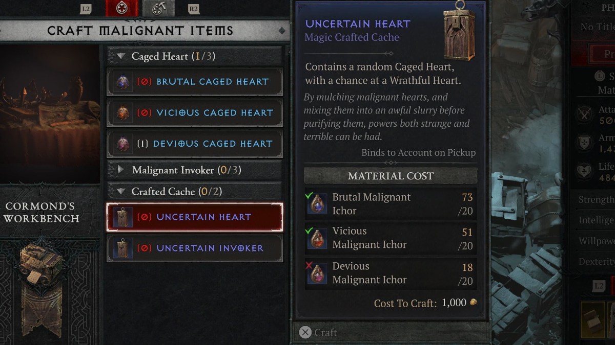 Uncertain Heart Cache Diablo 4