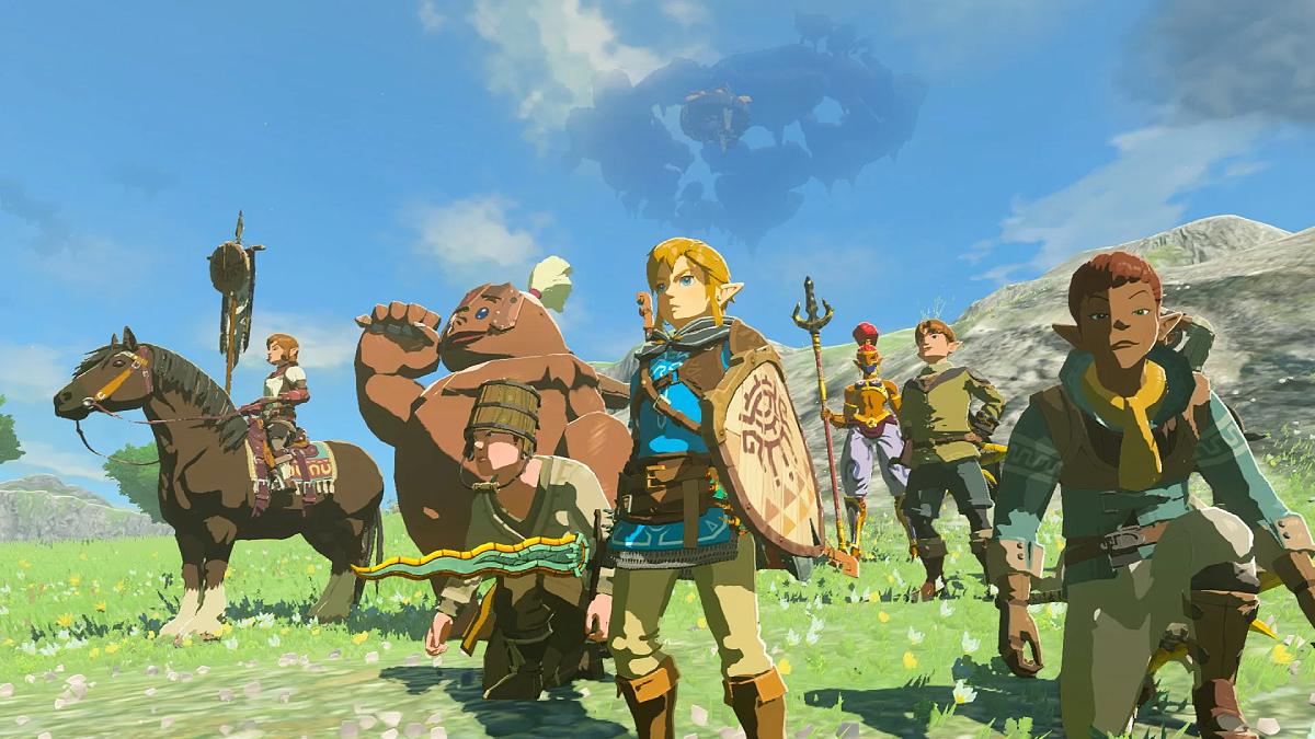 Link standing with a group of soldiers in TOTK