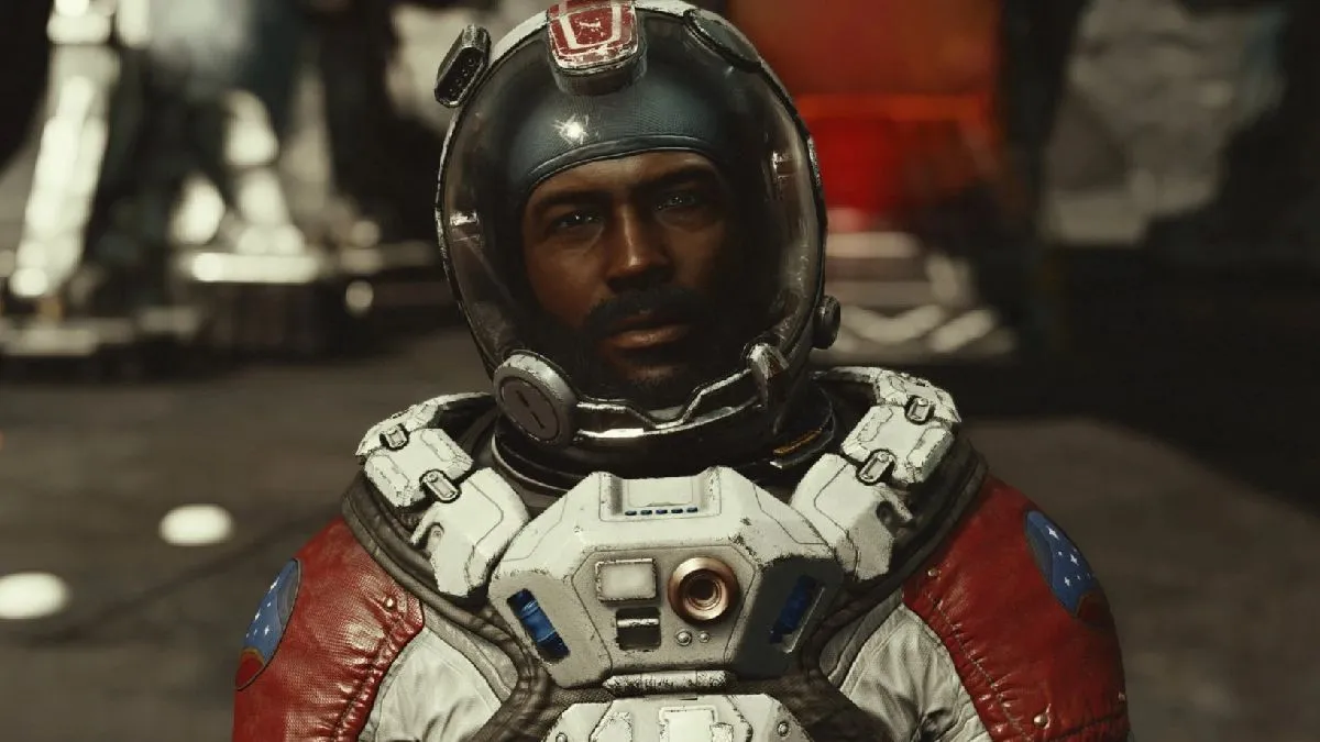 Barrett wearing a space suit in Starfield