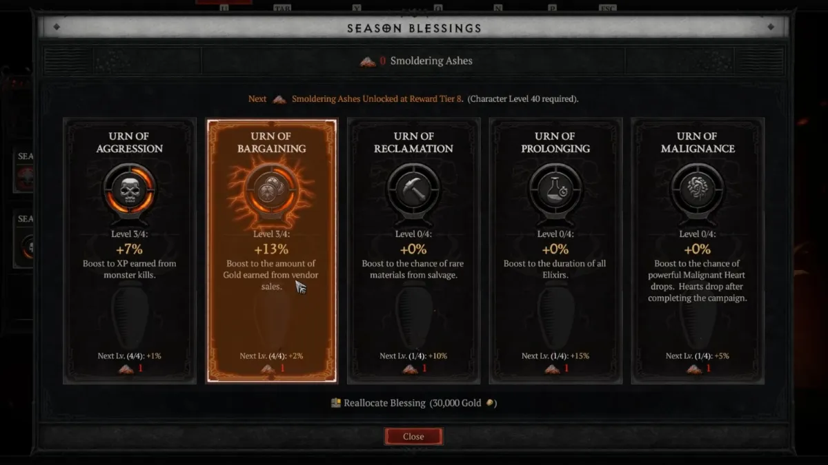Season Blessings in Diablo 4 Eternal to Seasonal glitch exploit
