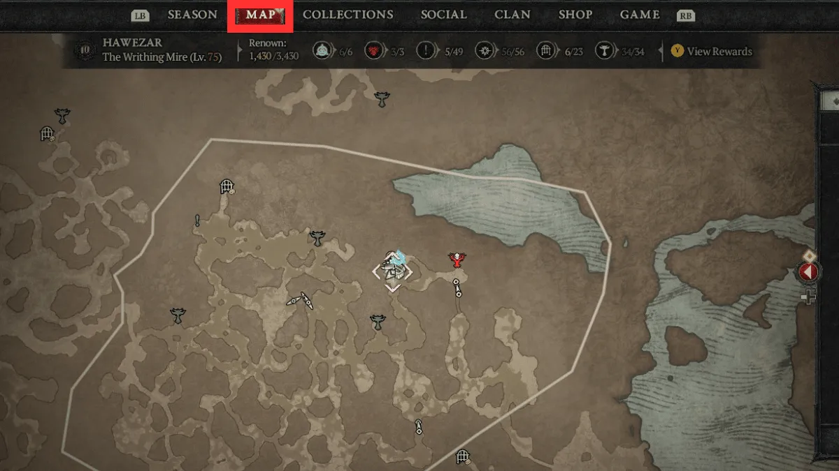 Map Screen in Diablo 4