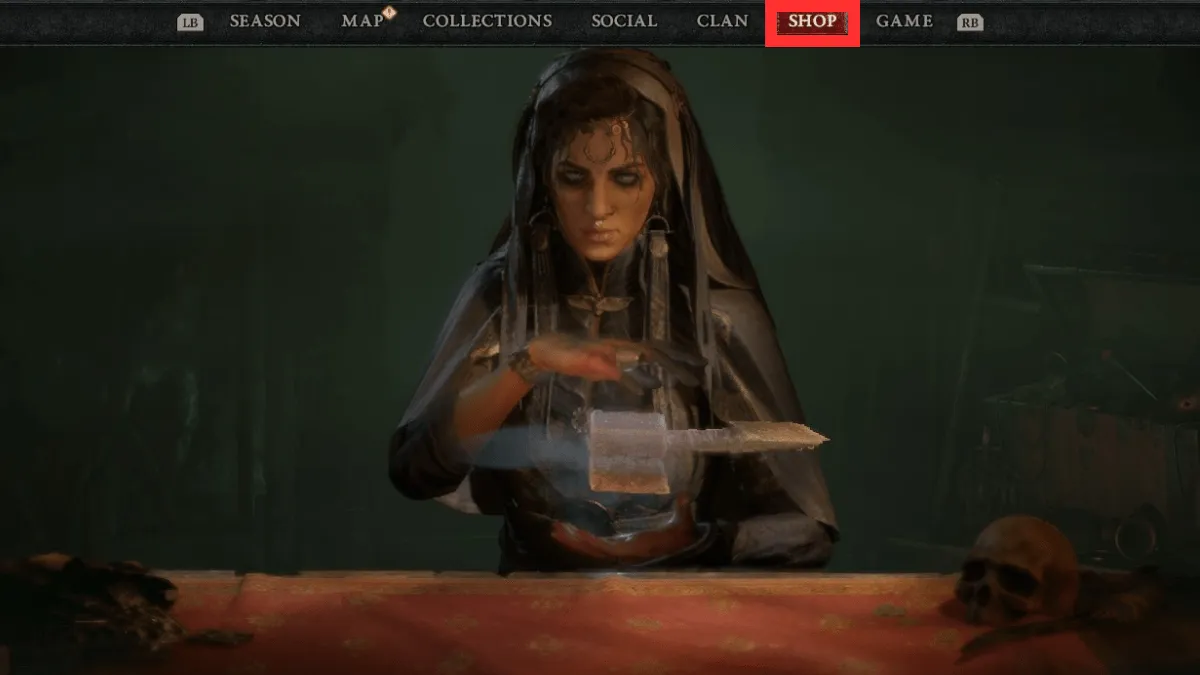 Tejal's Shop tab from the Map Screen in Diablo 4