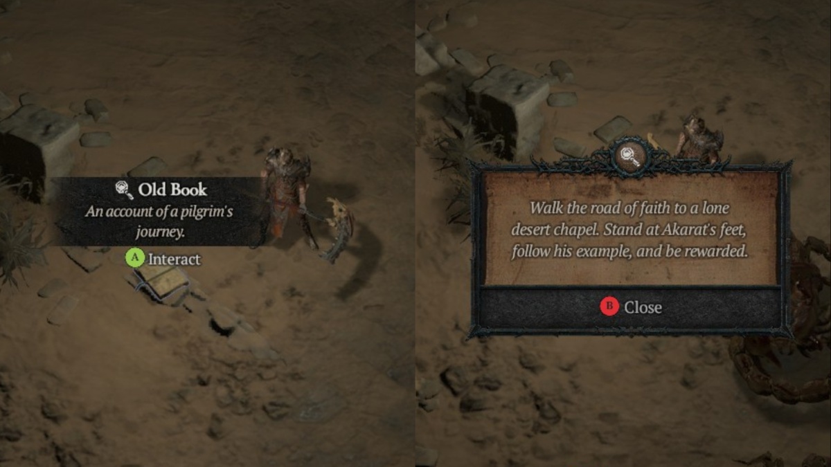 Old Book riddle in The Pilgrim's Footsteps Side Quest in Diablo 4