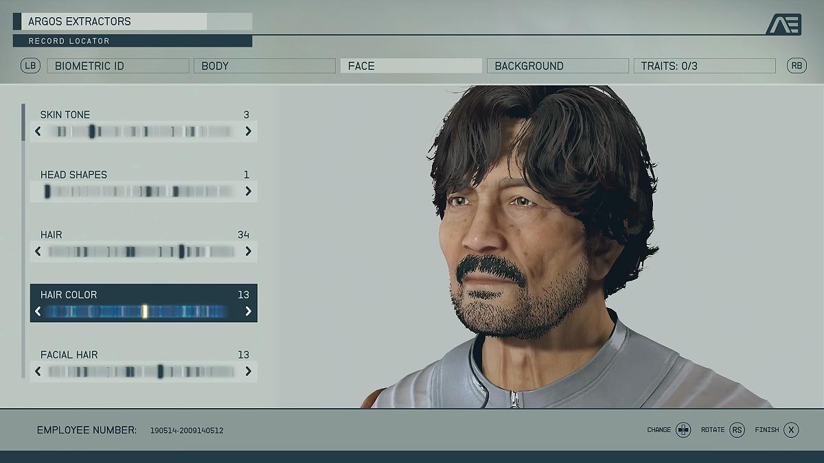 The face customization options in Starfield's character creation menu