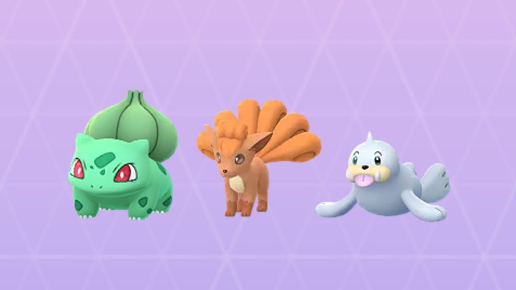 Bulbasuar, Vulpix, and Seel in Pokemon GO